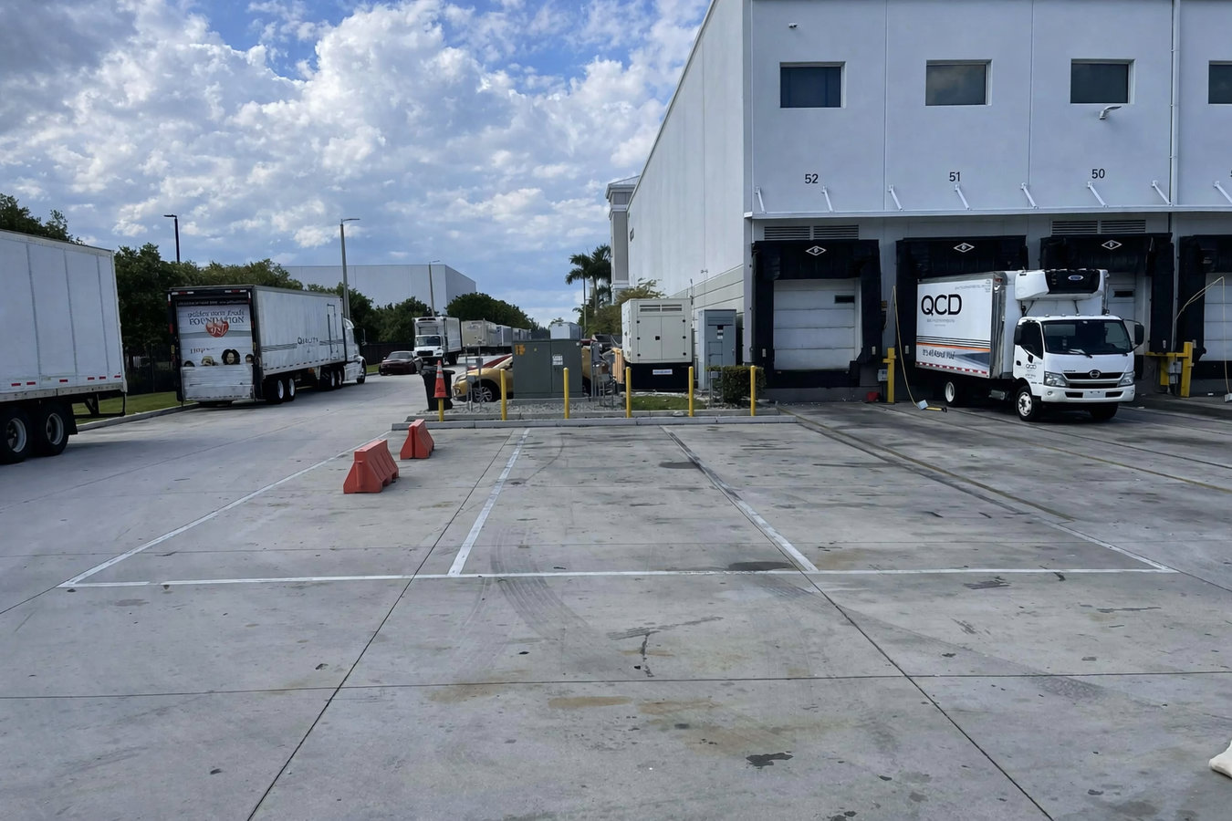 Concrete parking lot building